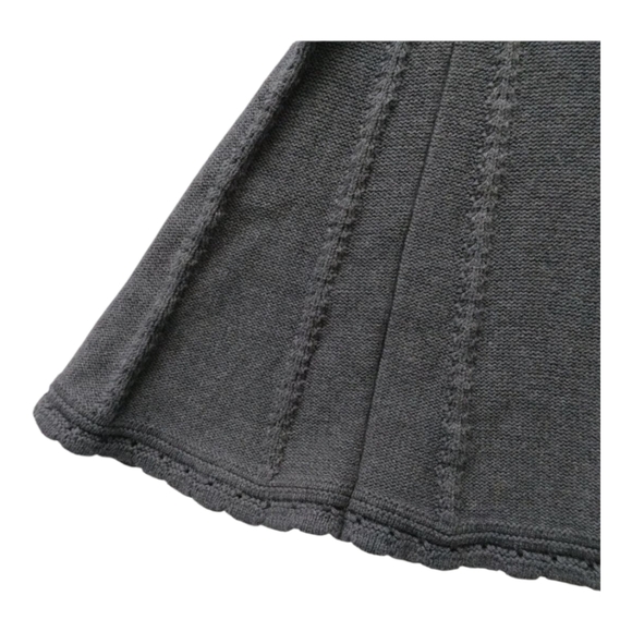 Cabi Gray Knit Flared A-Line Skirt Small | Scallop Hem Cotton Sweater Skirt - Picture 9 of 9